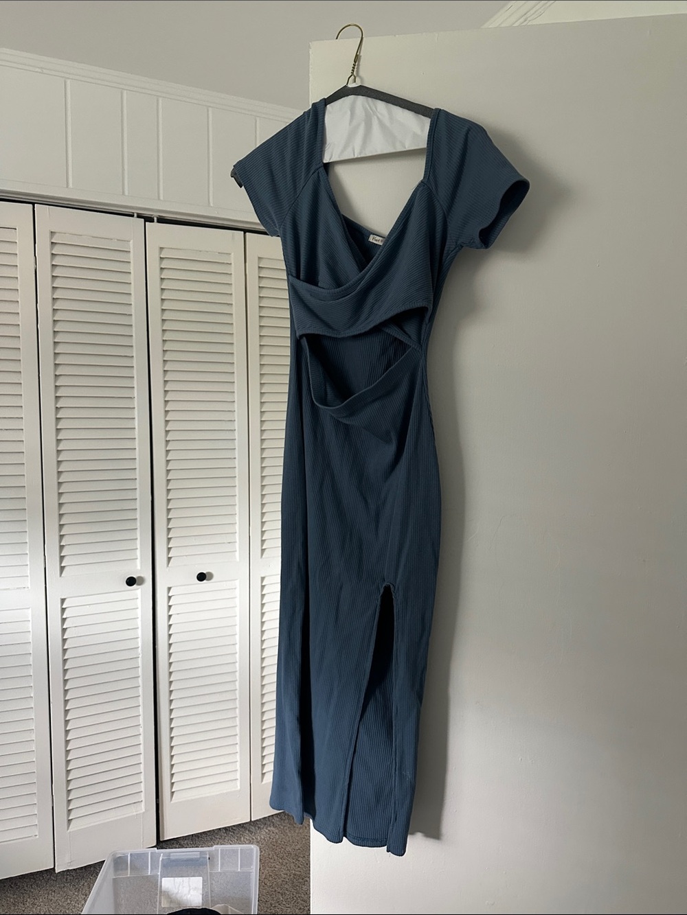Heart & Hips Slate Blue Cutout Maxi Dress
